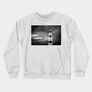 lighthouse at night in Malmö Sweden in B/W Crewneck Sweatshirt